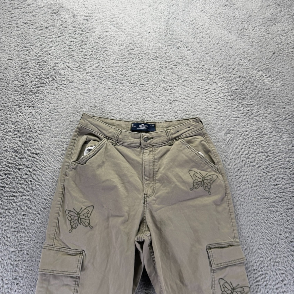 Hollister Pant Womens 8 Beige Cotton Cargo Straight Dad Workwear Travel Stretch - Picture 2 of 11